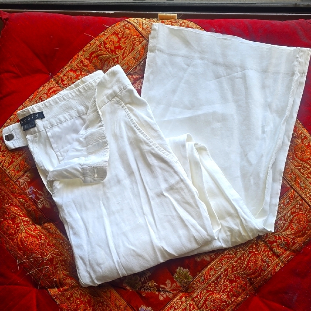 White Linen Theory Pants